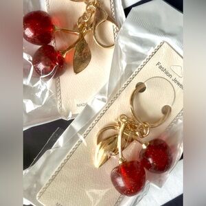 Cherry Glitter Keychain Bag Charms - Set of 2
